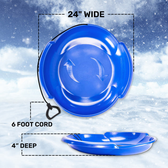 Premium Canadian resin disk sled with pull cord and handles - Northern Neptune (Blue)