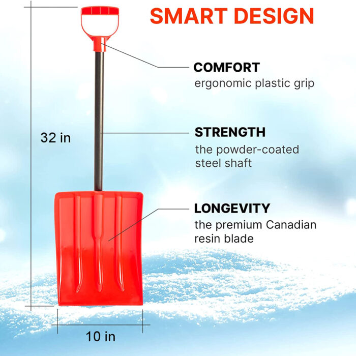 Premium Canadian Powder Coated Steel Kids Shovel or Emergency Shovel - Winnipeg Winner Red