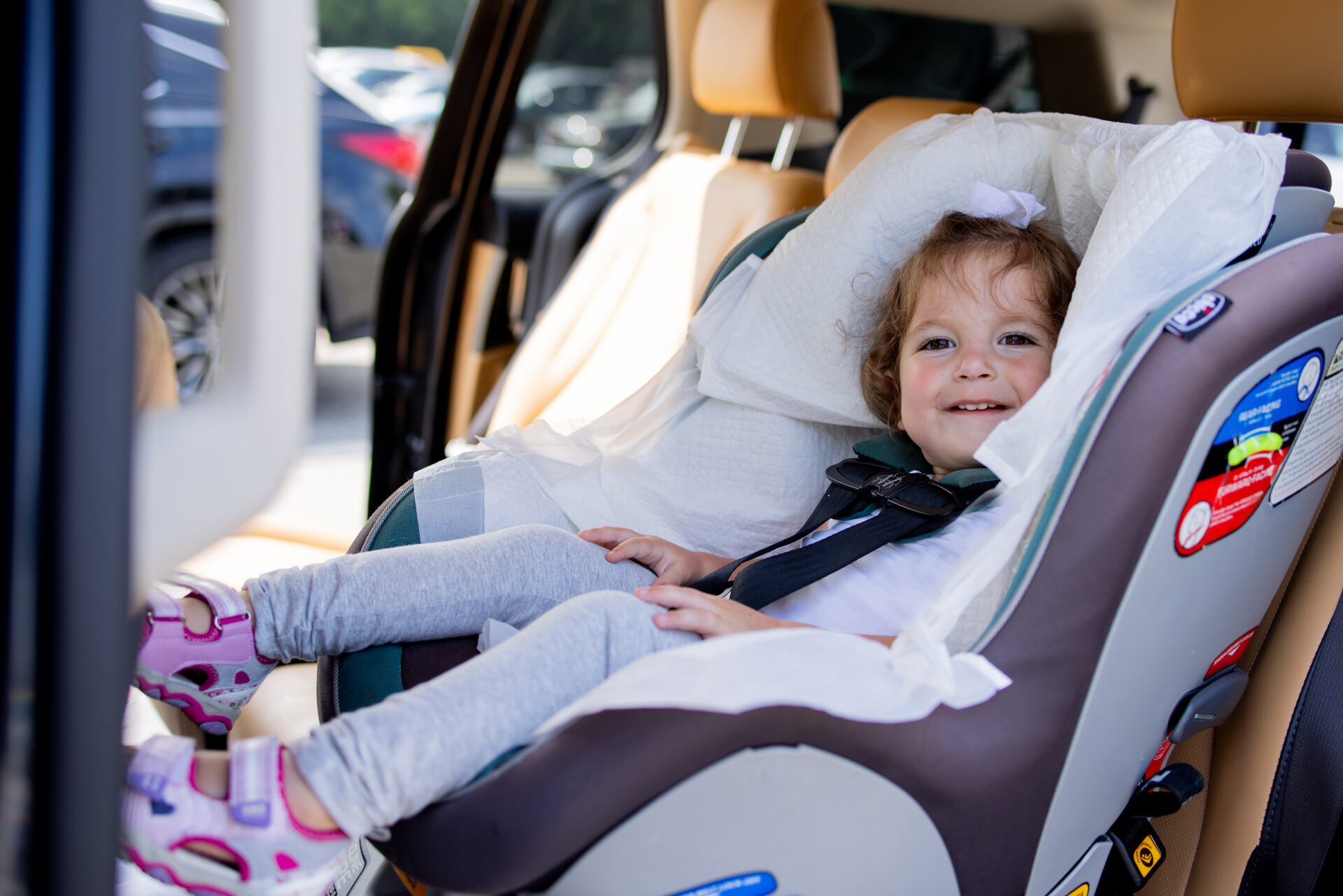 Disposable Liner for Automobile Child Safety Seats - Now in Captivating Blue and White!